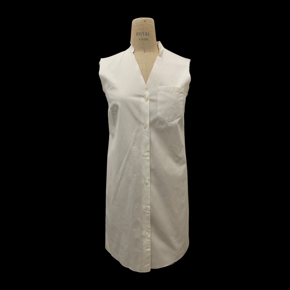 Jil Sander white sleeveless cotton shirt dress